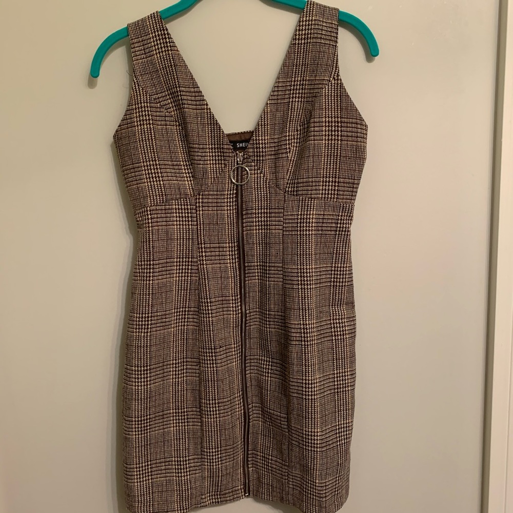 Zip-Up Plaid Dress | SHEIN - Picture 2 of 2